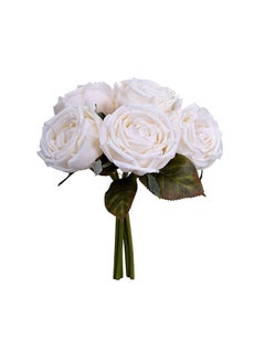 Yatai 5 Heads Real Touch Artificial Rose Flowers Floral Non Toxic White 26X8centimeter  - Image 1