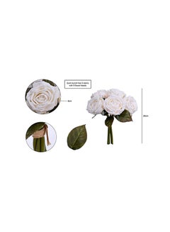 Yatai 5 Heads Real Touch Artificial Rose Flowers Floral Non Toxic White 26X8centimeter  - Image 2
