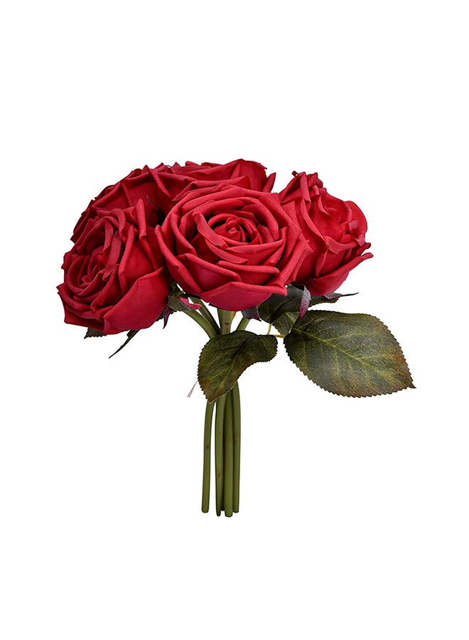 5 Heads Real Touch Artificial Rose Flowers Floral Non Toxic Red 26X8cm - v1579266642/N33852780A_1