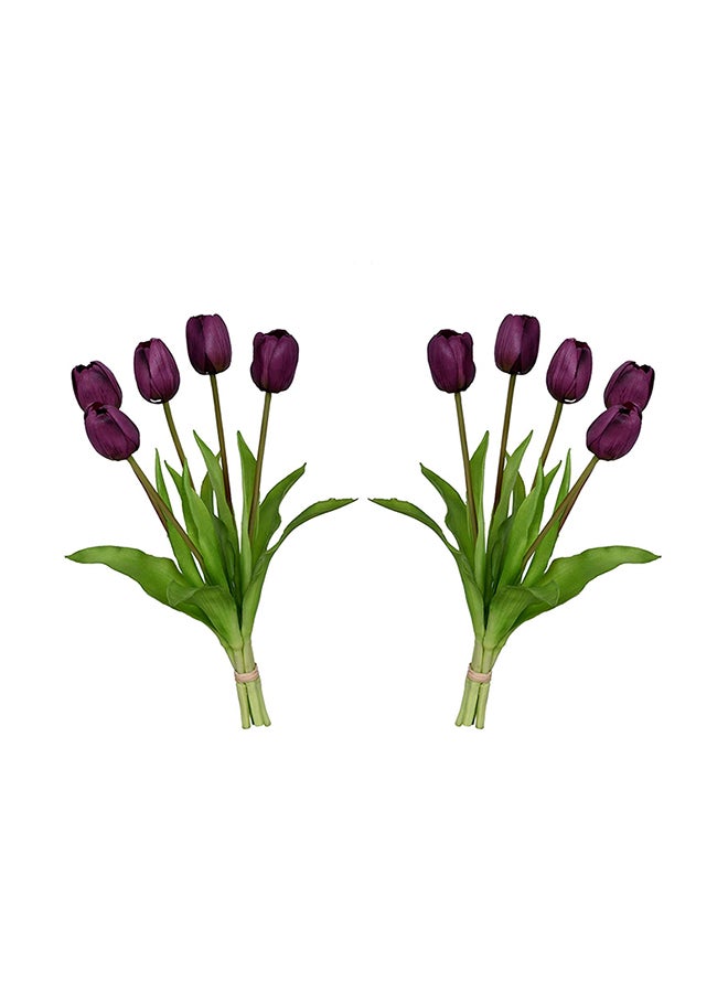 Yatai 10-Piece Real Touch Tulips Artificial Flowers Pu With Stems Purple 39x5x3cm  - Image 1