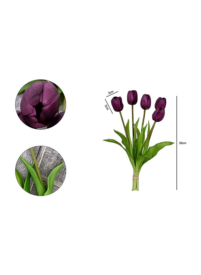 Yatai 10-Piece Real Touch Tulips Artificial Flowers Pu With Stems Purple 39x5x3cm  - Image 2