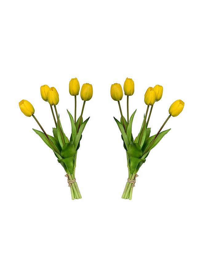 Yatai 10-Piece Real Touch Tulips Artificial Flowers Pu Looking With Stems Yellow 39 x 5 x 3cm  - Image 1
