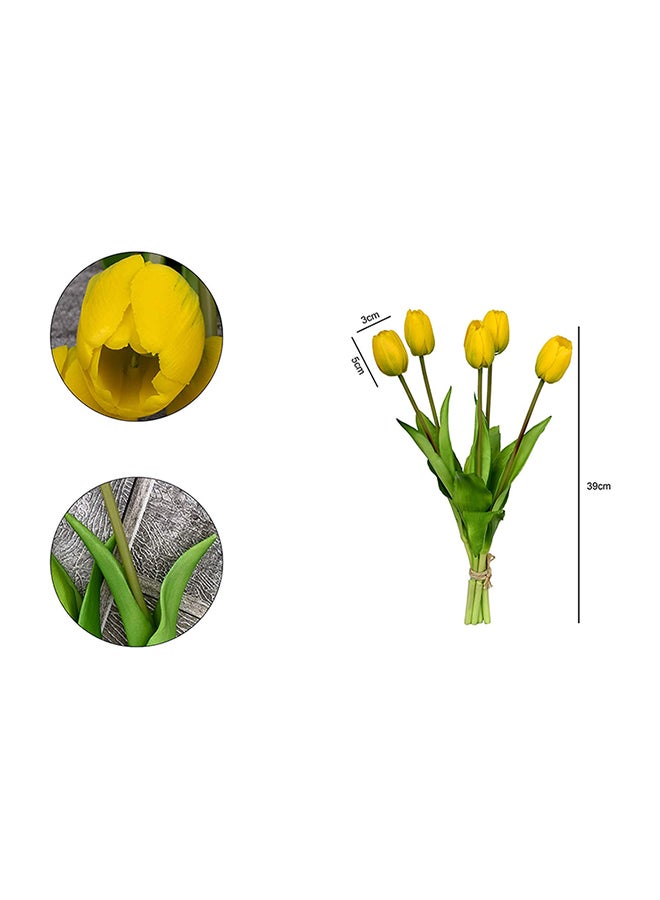 Yatai 10-Piece Real Touch Tulips Artificial Flowers Pu Looking With Stems Yellow 39 x 5 x 3cm  - Image 2