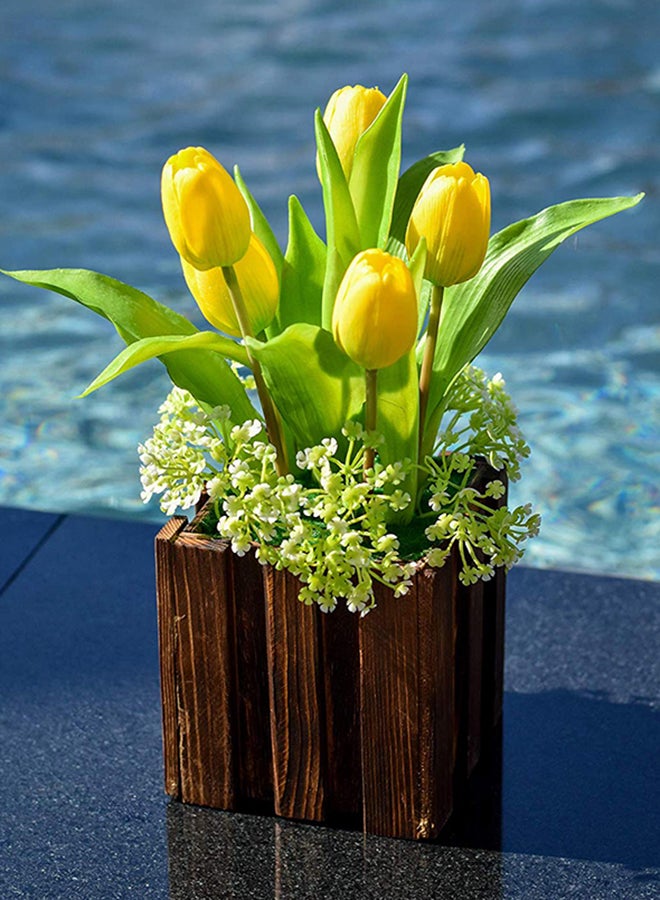 Yatai 10-Piece Real Touch Tulips Artificial Flowers Pu Looking With Stems Yellow 39 x 5 x 3cm  - Image 3