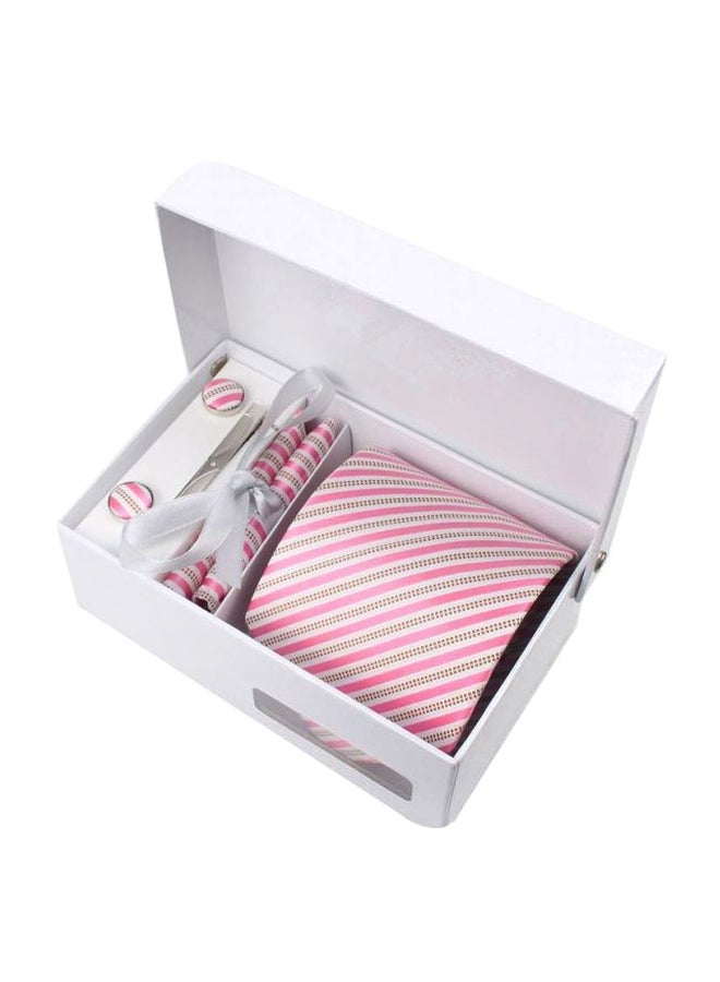 5-Piece Printed Tie Set Pink/White/Grey