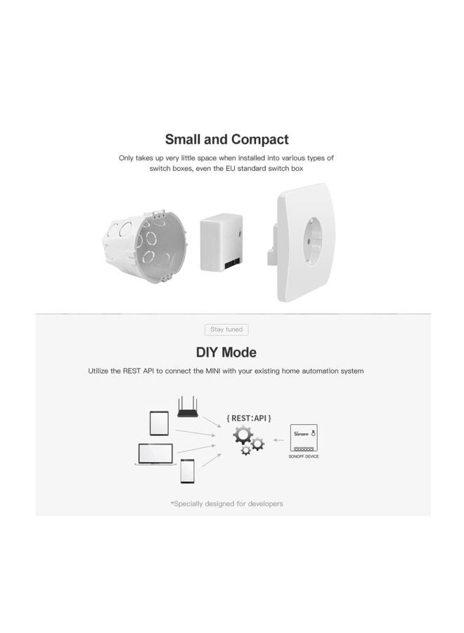 SONOFF 11-Piece Mini WiFi Two Way Intelligent Switch Set White 11x5x11inch  - Image 3