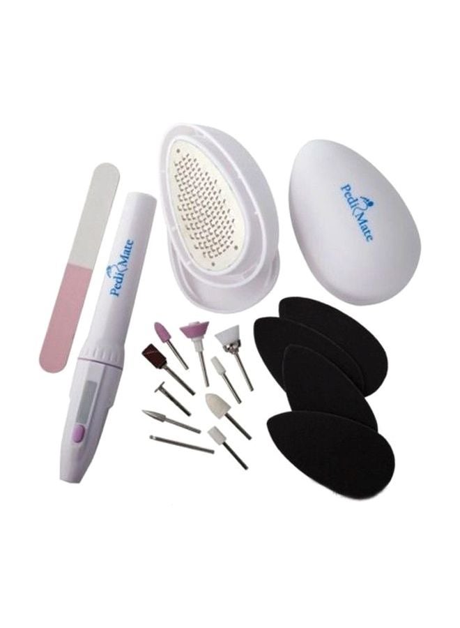 Pedi Mate 18-Piece Handheld Electric Pedicure Set White/Blue/Pink  - Image 1