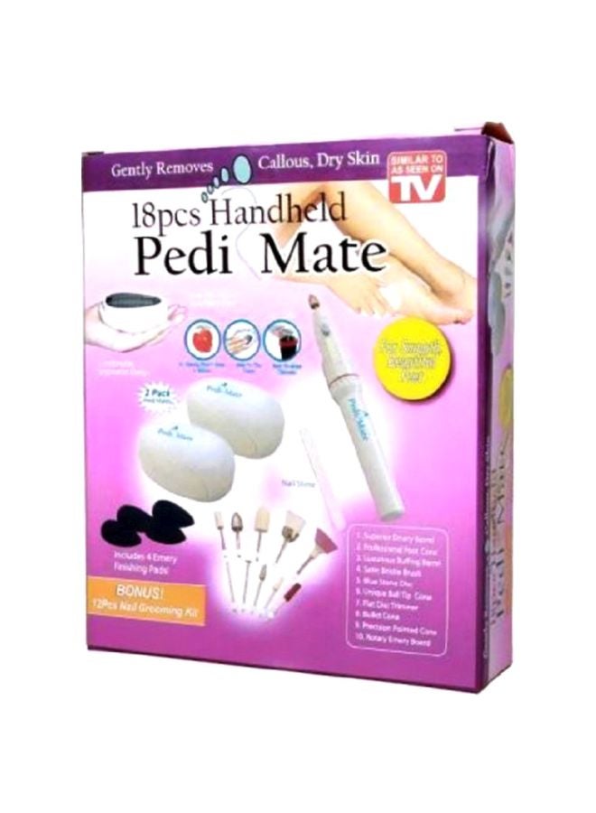 Pedi Mate 18-Piece Handheld Electric Pedicure Set White/Blue/Pink  - Image 3