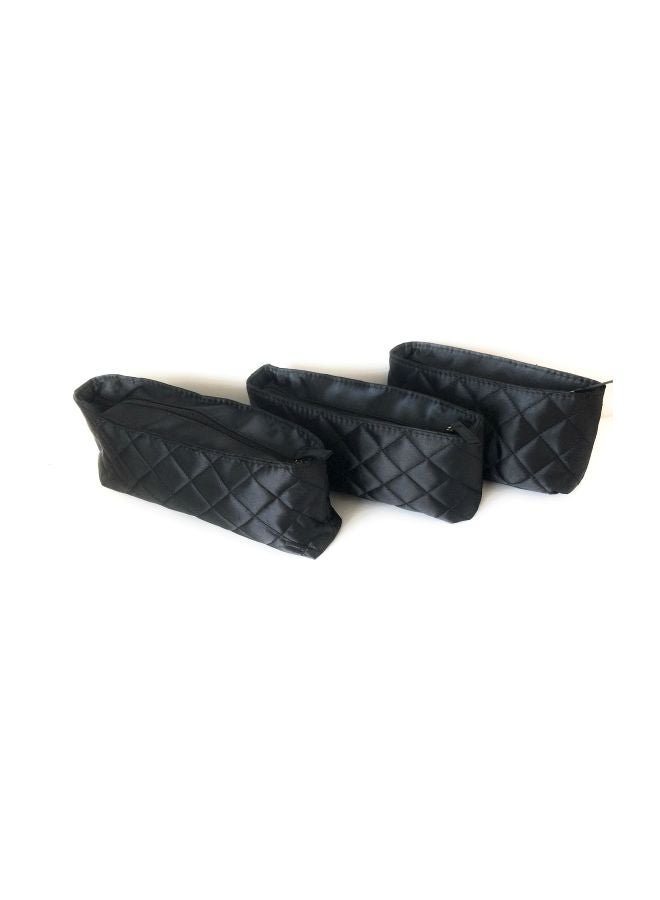 Models-on-the-Go - 3-Piece Satin Cosmetic Bag Set Black - Image 1