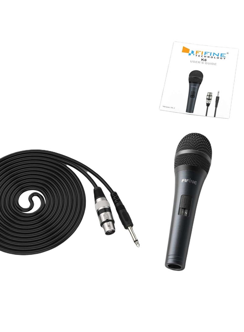 FIFINE - Karaoke Microphone,Fifine Dynamic Vocal Microphone For Speaker,Wired Handheld Mic With On/Off Switch And 14.8ft Detachable Cable.(K6) K6 Black - Image 1