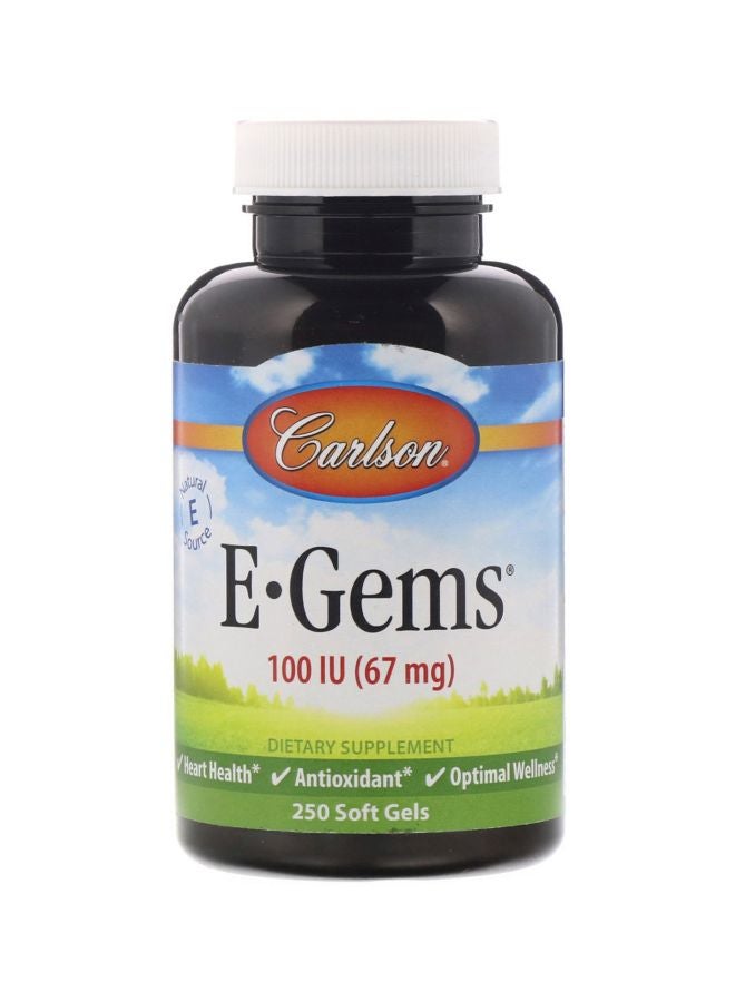 كارلسون لابس مكمل غذائي E-GEMS بتركيز 100 وحدة دولية  67 مج - 250 كبسولة هلامية