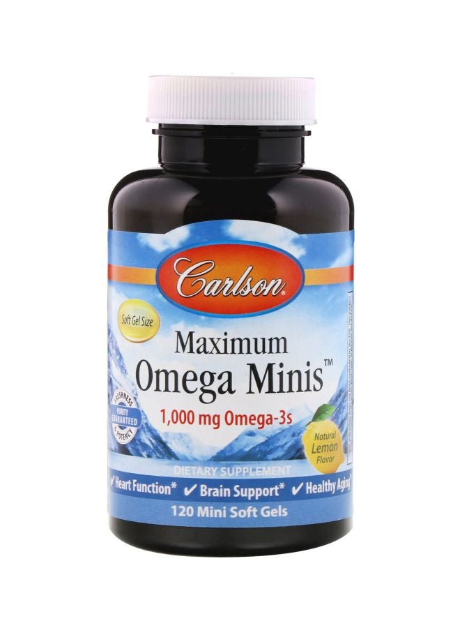 Carlson Labs Maximum Omega Minis Natural Lemon Flavor 1000 mg Dietary Supplement - 120 Mini Softgels 