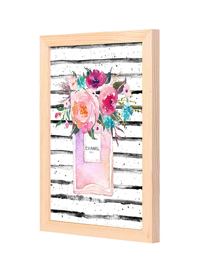 لوحة فنية جدارية مزودة بإطار خشبي أسود/أبيض 23x33سم