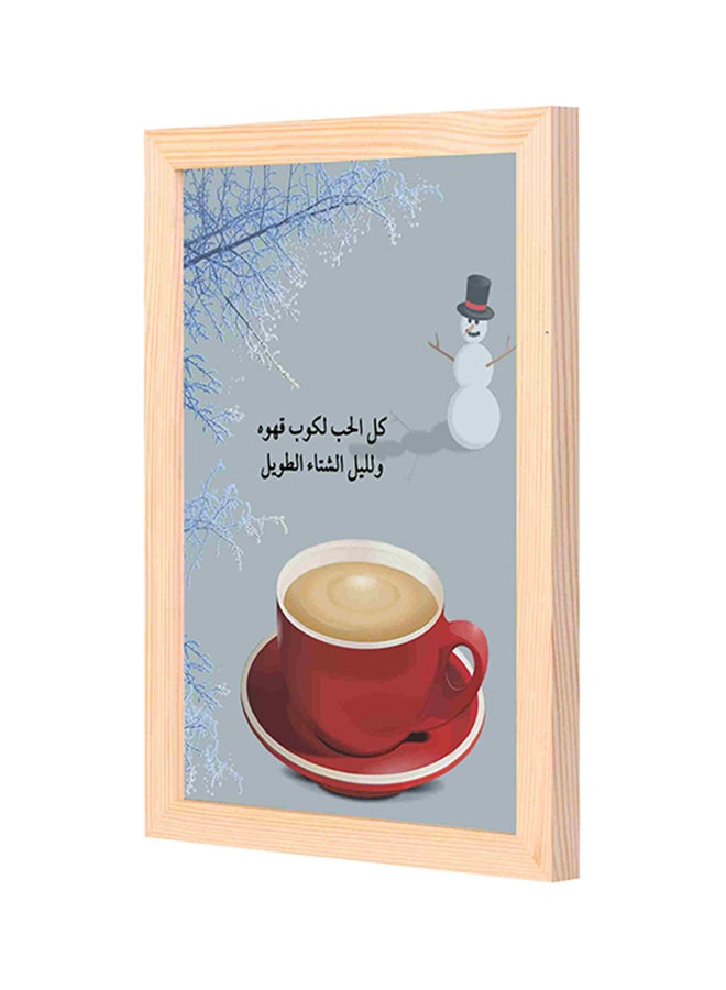 LOWHA Winter Coffee Wooden Framed Decorative Wall Art Painting Red/Grey 23x33centimeter
