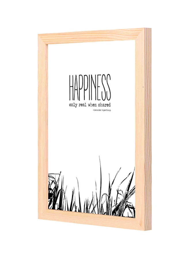 LOWHA Happiness Quote Wooden Wall Art Painting White/Black 23 x 33cm