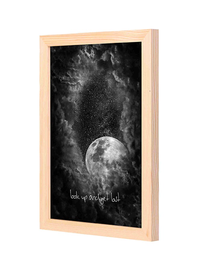 لوحة فنية جدارية مزودة بإطار خشبي أسود/ أبيض 23 x 33سم