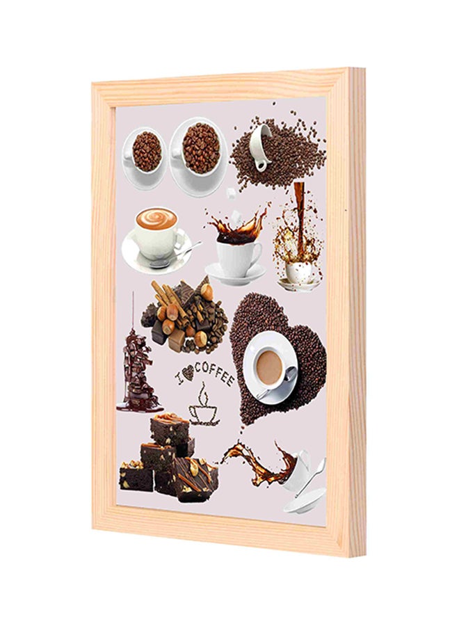 لوحة فنية بإطار خشبي بطبعة قهوة وحبوب القهوة البني/الأبيض 23 x 33Ø³Ù†ØªÙŠÙ…ØªØ±