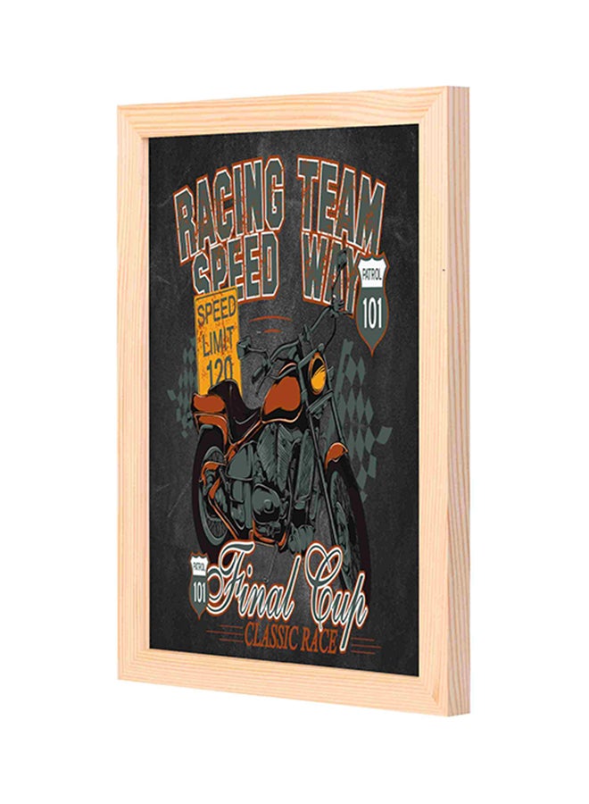 LOWHA Racing Team Speed Way Wooden Frame Wall Art Multicolour 23 x 33cm 