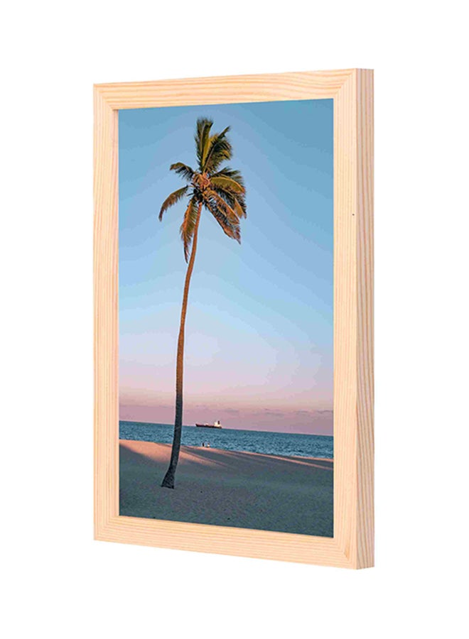 لوحة فنية جدارية مزودة بإطار خشبي وردي/ أسود/ بيج 23x33سم