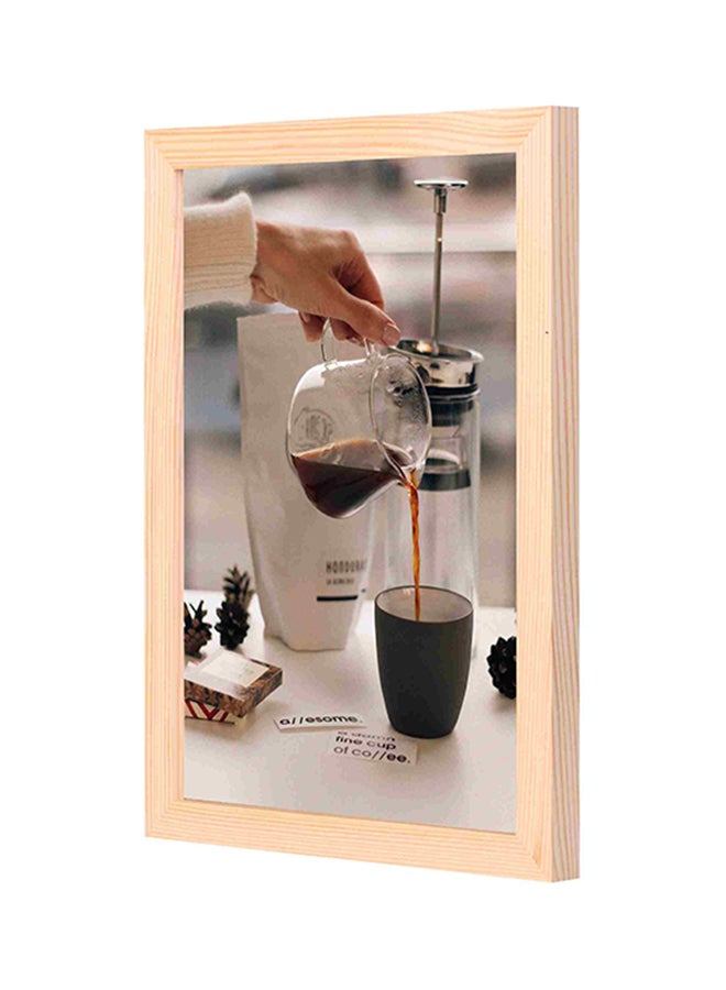 LOWHA Coffee Time Wooden Framed Decorative Wall Art Painting Multicolour 23x33centimeter
