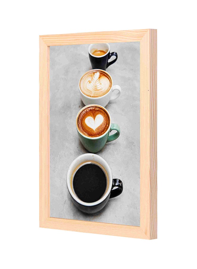 LOWHA Coffee Cups Wooden Frame Wall Art Painting Multicolour 23x33centimeter