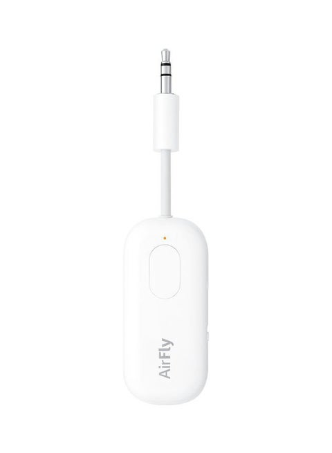 Airfly Pro | Bluetooth Wireless Transmitter/Receiver With Audio Sharing For Up To 2 Airpods/Wireless Headphones To Any Audio Jack For Use On Airplanes, Gym And Home - Perfect For Airpods Max White