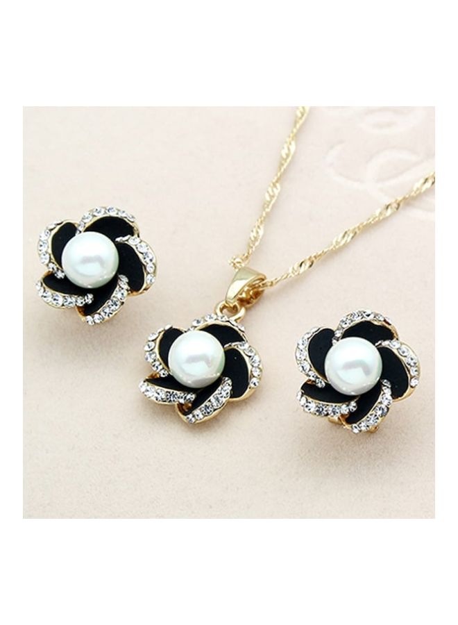 Beauenty - Gold Plated Floral Design Stone Studded Jewelry Set - Image 1
