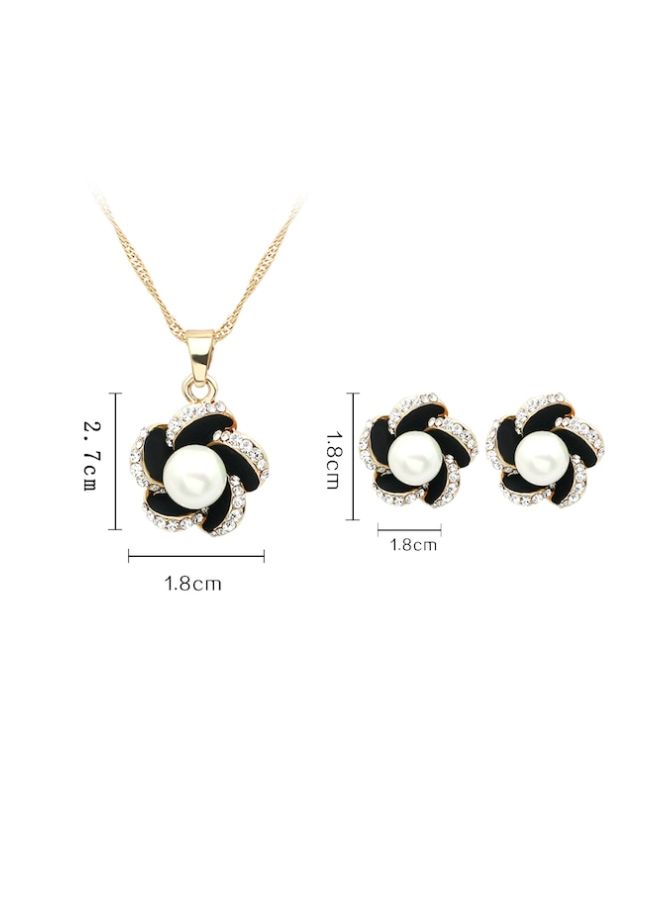 Beauenty - Gold Plated Floral Design Stone Studded Jewelry Set - Image 1