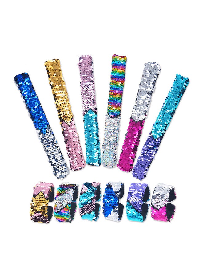 Pawliss - 12-Piece Little Mermaid Magic Charm Reversible Sequin Slap Bracelets - Image 1