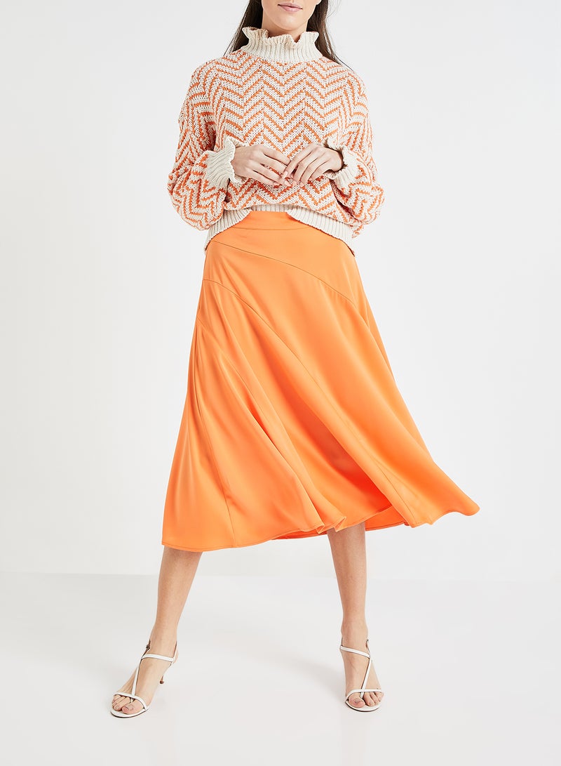 فيرو مودا تنورة بتفصيلة درزة مقسمة برتقالي - Image 2