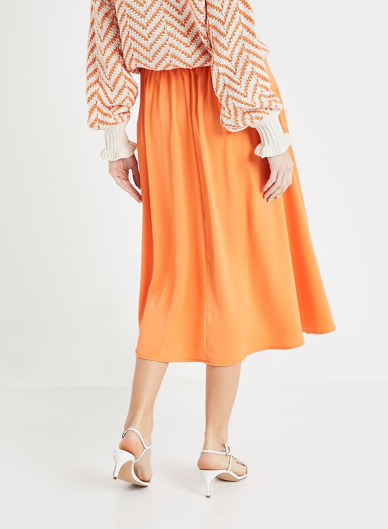 فيرو مودا تنورة بتفصيلة درزة مقسمة برتقالي - Image 3