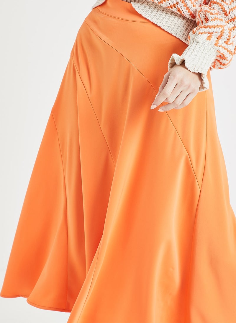 فيرو مودا تنورة بتفصيلة درزة مقسمة برتقالي - Image 4