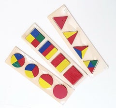 Generic 3-Piece Wooden Ruler Geometric Shape Puzzle 
