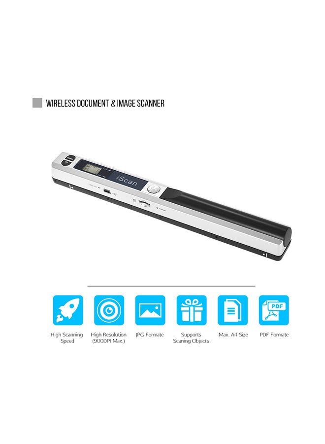 Generic Portable Wireless Mini Handheld Document 900 DPI A4 Book Scanner Silver  - Image 2