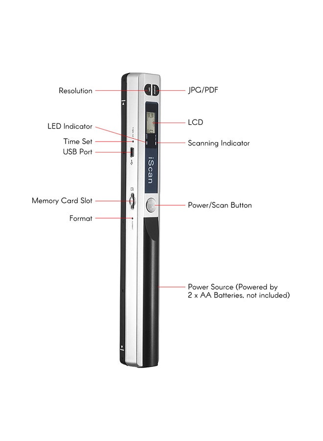 Generic Portable Wireless Mini Handheld Document 900 DPI A4 Book Scanner Silver  - Image 4