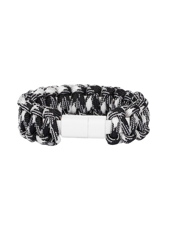 Creative Braiding Bracelet Data Cable Micro USB Black&White  - Image 1