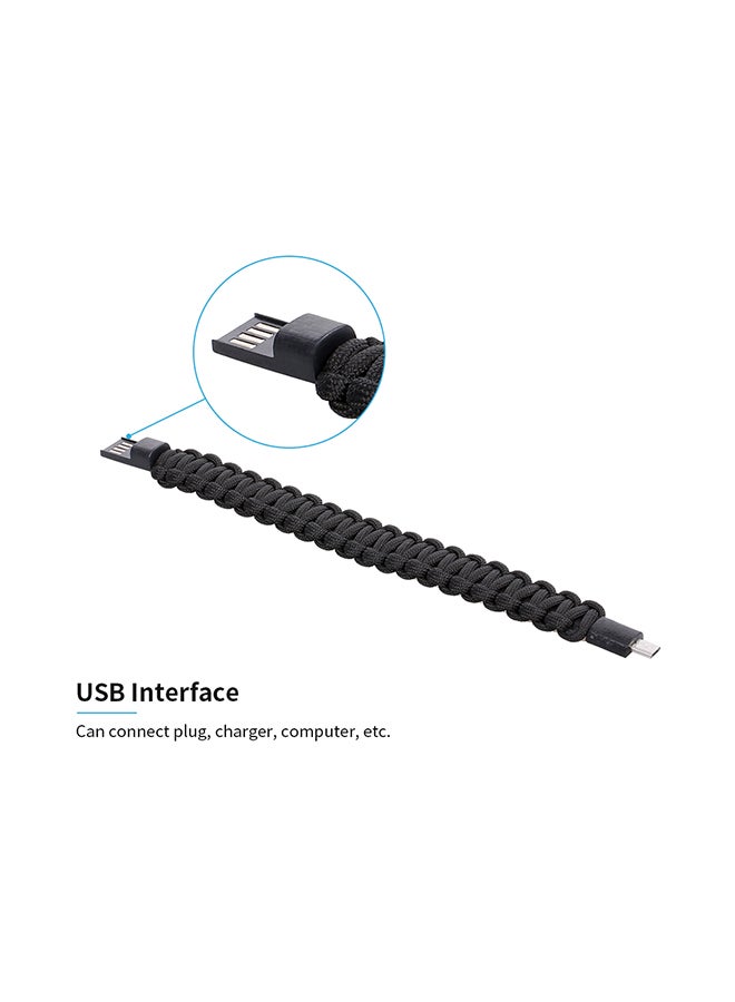 Creative Braiding Bracelet Data Cable Micro USB Black  - Image 3