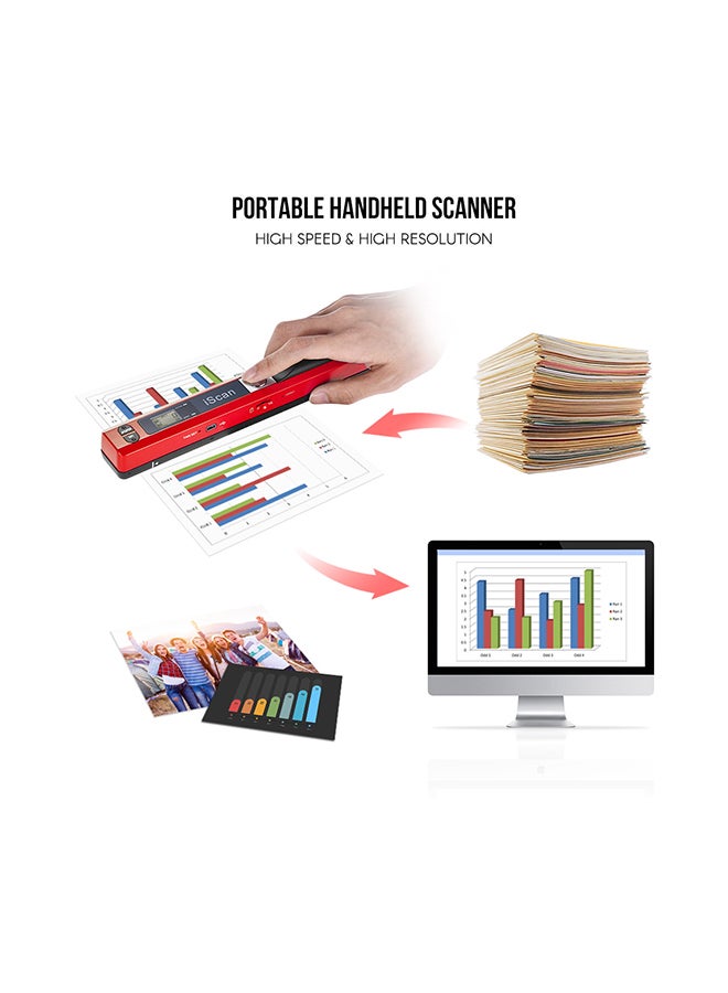 Portable Wireless Mini Handheld Document Scanner Red  - Image 2