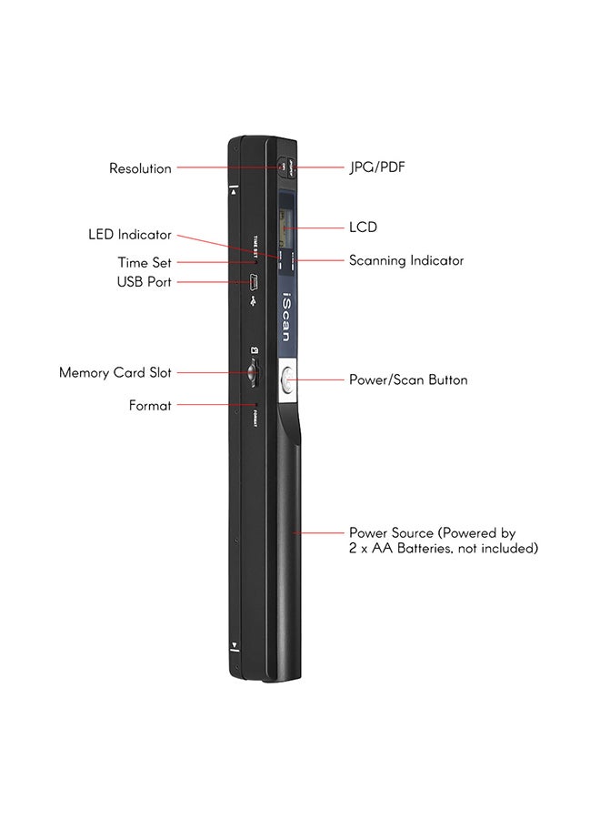 Generic - Portable Wireless Mini Handheld Document Scanner Black - Image 1