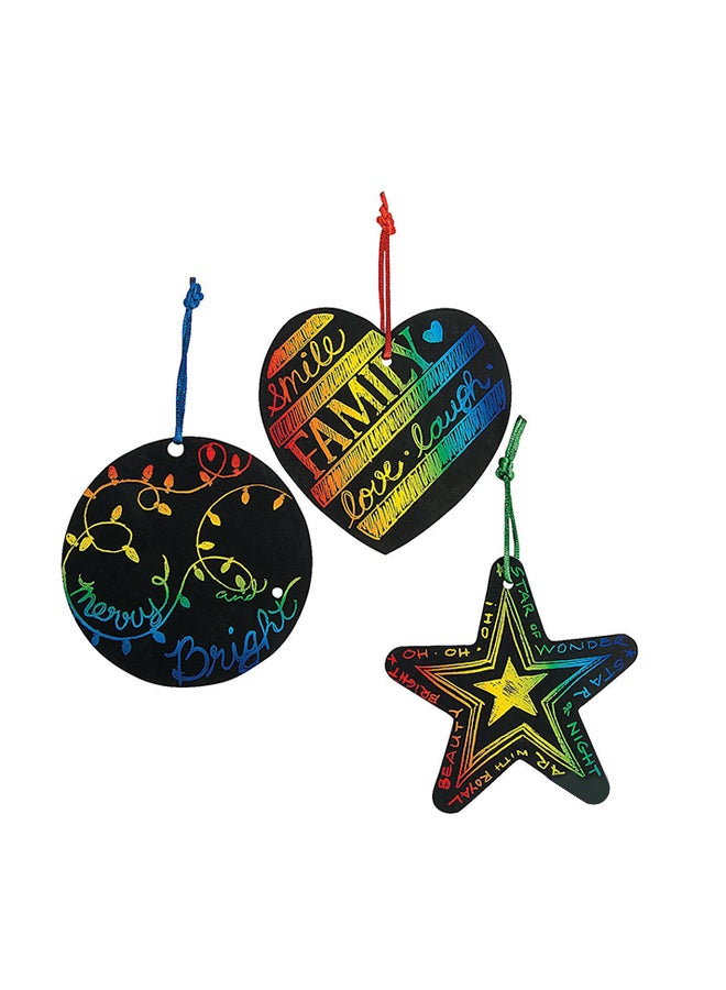 Fun Express 24-Piece Magic Scratch Ornaments Craft Kit - Image 1