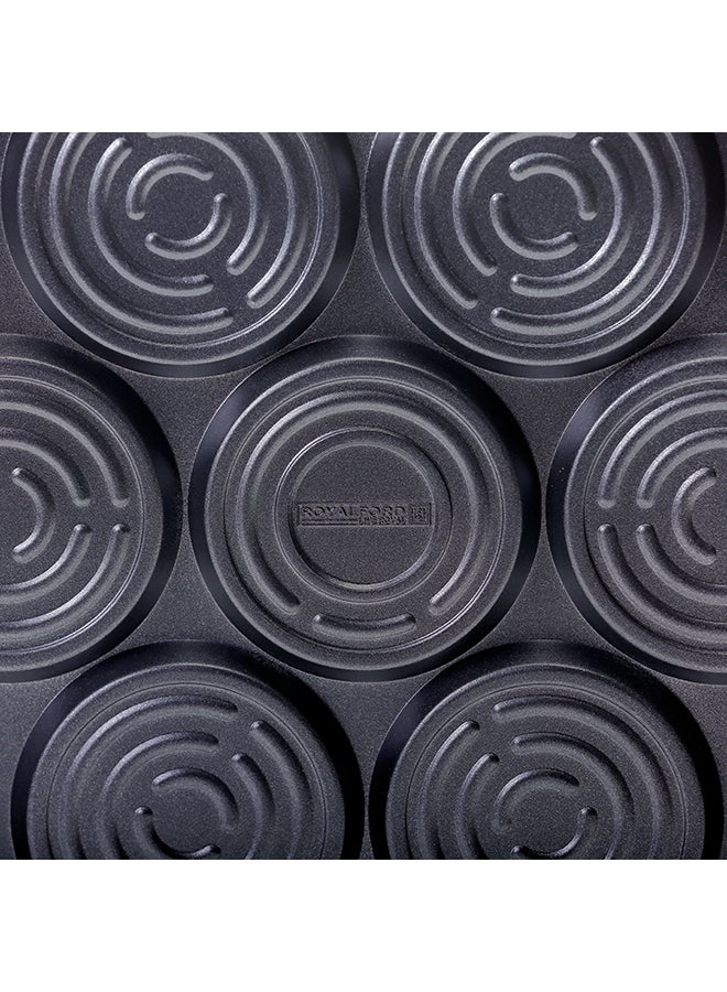 Royalford - 7-Slot Die-Cast Non-Stick Danish Pancake Maker With Bakelite Handle Black - Image 1