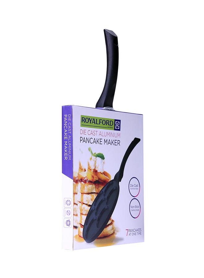 Royalford - 7-Slot Die-Cast Non-Stick Danish Pancake Maker With Bakelite Handle Black - Image 1