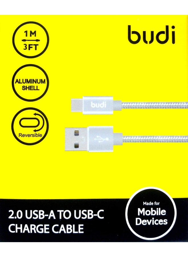 بودي كابل شحن ونقل بيانات من منفذ 2.0 USB-A إلى منفذ USB-C. رمادي - Image 2
