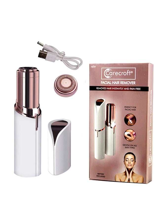 Carecroft - USB Rechargeable Facial Hair Remover White/Gold - Image 1