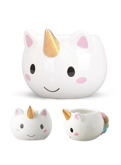 QiaoKai 3D Unicorn Coffee Mug White/Gold/Blue  - Image 3