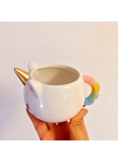 QiaoKai 3D Unicorn Coffee Mug White/Gold/Blue  - Image 4
