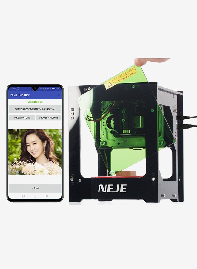 NEJE - Smart AI Mini Engraving Machine Black 30x21x23cm - Image 1