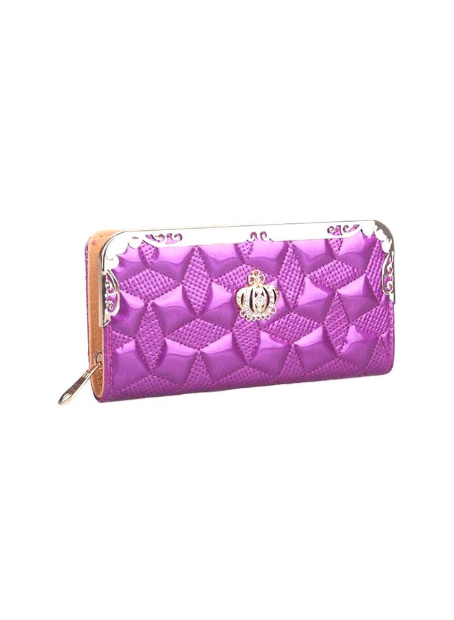 Zipper Closure Designer Wallet Purple  - Image 1