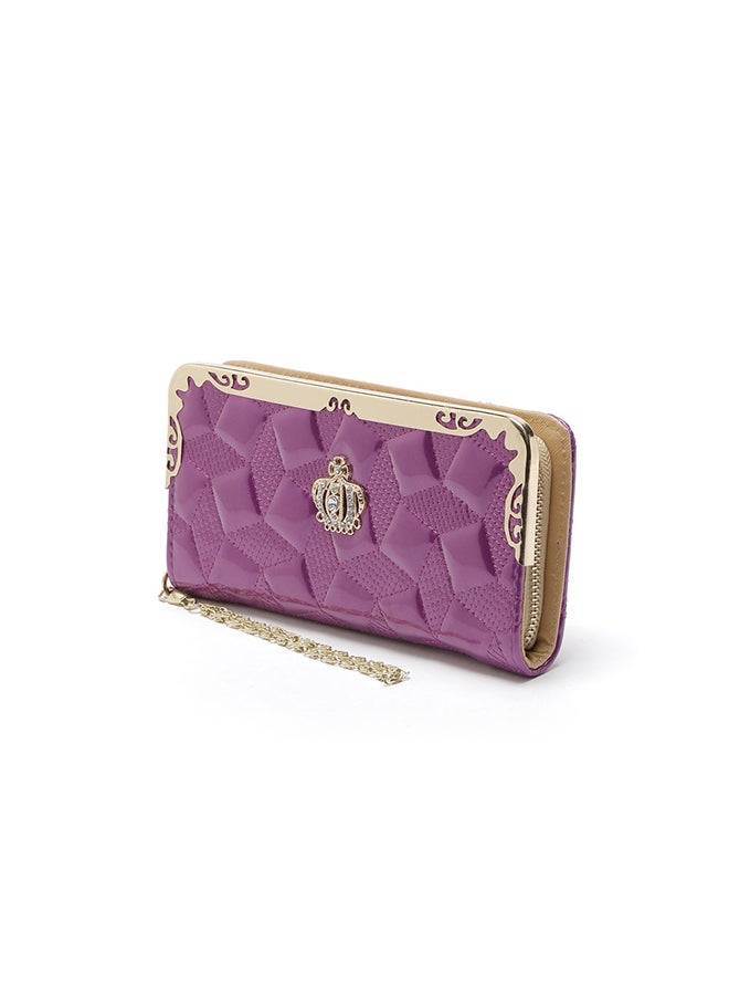 Zipper Closure Designer Wallet Purple  - Image 2