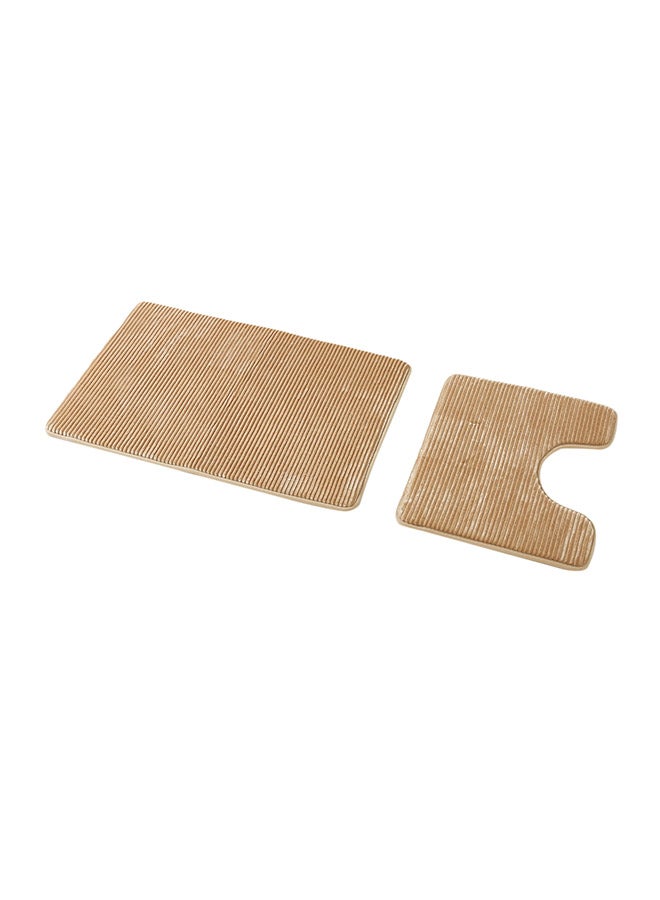 Home Box Set of 2 Luxot Memory Foam Bath and Contour Mat Beige 60x50cm  - Image 1